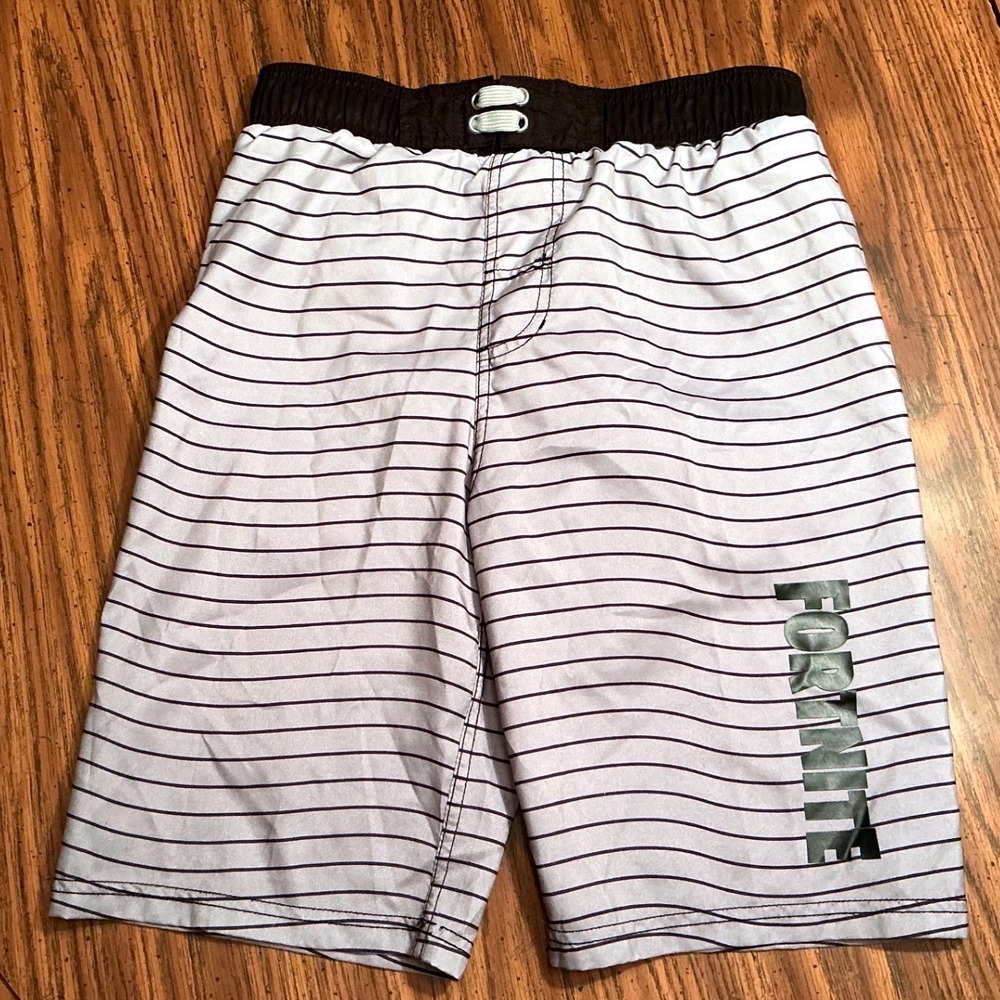 Fortnite Swim Trunks Kids Large Pool beach excellent Striped Board Shorts
